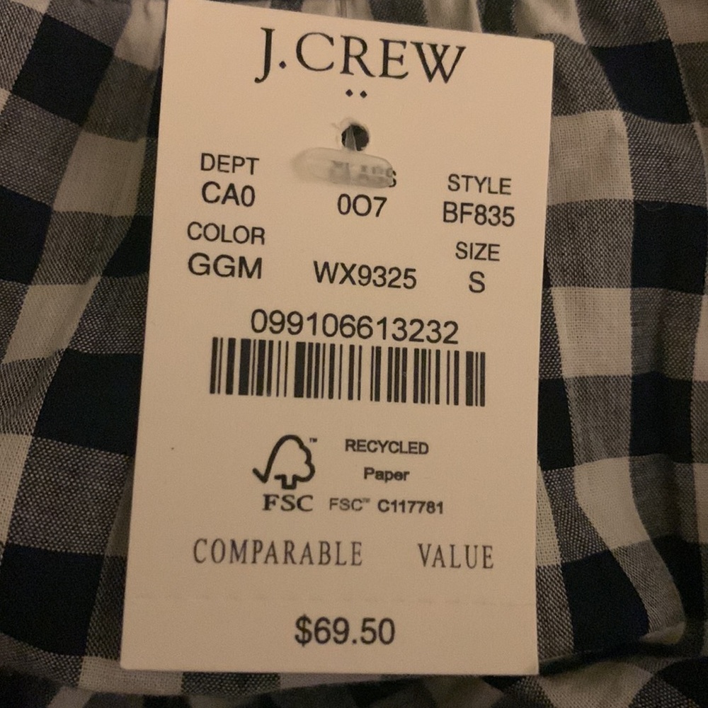 J. Crew Navy & White Gingham Sleeveless Ruffle Top - Picture 4 of 4